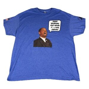 Custom Will Smith Graphic Tee 2XL Peanuts Back USA Flag Sleeve Shirt Viral Meme
